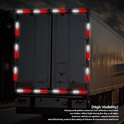 Reswish 16 Pcs Safety Reflective Stickers,Universal Red/White Plastic Rectangular Stick-On/Screw-Holes Car Reflector Sticker,Door Reflectors Warning Plate Adhesive Reflector (8 Red 8 White) #TOP1