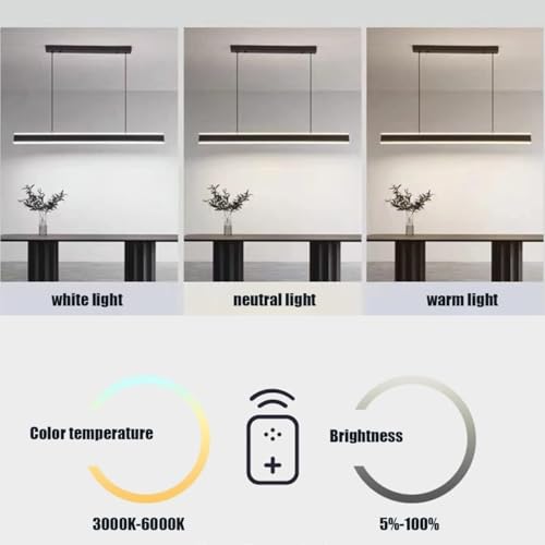 Lampe suspendue LED moderne réglable avec télécommande pour table à manger