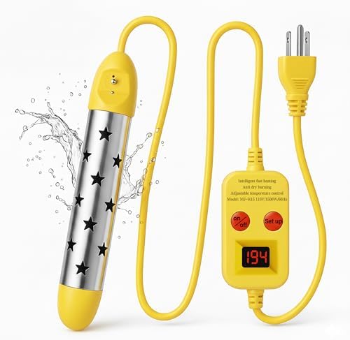 Immersion Water Heater 1500W, Portable Submersible Water Heater with Intelligent Temperature Control, Stainless Steel & Dry-Burn Protection, for Bathtubs, Hot Tubs, Pools, Buckets