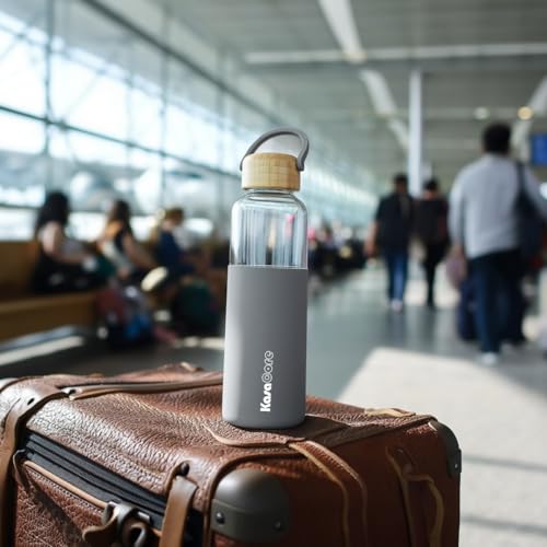 Image of Borosilicate Glass Water Bottle 500 ml | Leakproof Bamboo Lid & Silicone Sleeve | BPA Free Reusable Drinking Bottle for Office, Gym, Travel & Daily Use