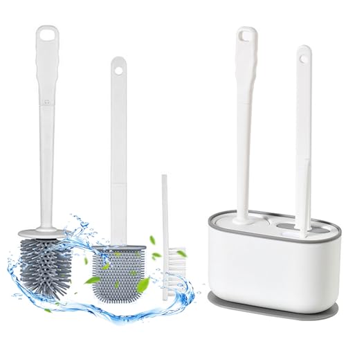 Mejores precios y opiniones de Silicona para baño - cinco favoritos. 37 Juego de escobilla y cepillo inodoro, 3 en 1 Cepillos y Portacepillos de Inodoro para limpieza de baño, Cepillo y Soporte para Inodoro de Silicona para montaje en pared Kit de...