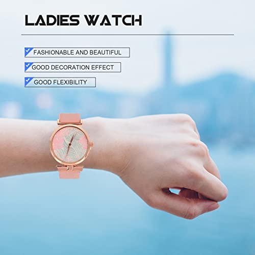 Hemobllo Girl Watch Women Wrist Watch, Fashion Casual Watch With Leaf Pattern Design, Minimalist Imitation Leather Wristwatch Light Luxury Wristwatch For Ladies Girls Students () Womans Watches #TOP5