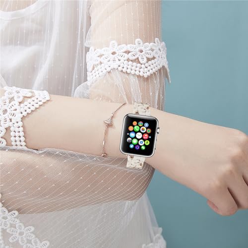 HOPO Compatible With Apple Watch Band 38mm 40mm 42mm 44mm Thin Light Resin Strap Bracelet With Stainless Steel Buckle Replacement For iWatch Series Ultra 9 8 7 6 5 4 3 2 1 SE(Emerald Green/Rose
