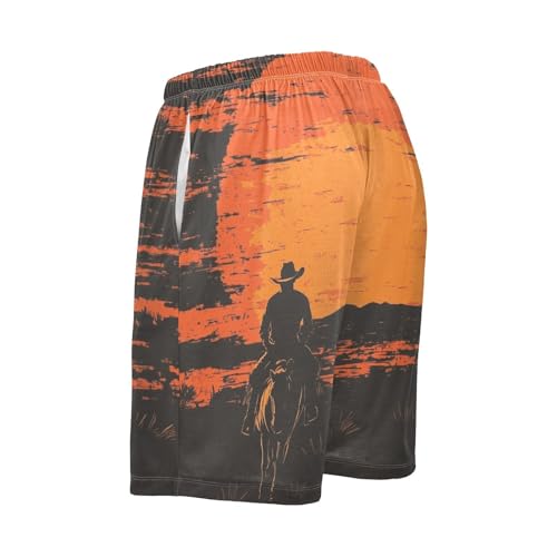 Men's Short Pajama Bottoms Retro Cowboy Sundow Home Casual Sleep Pants2