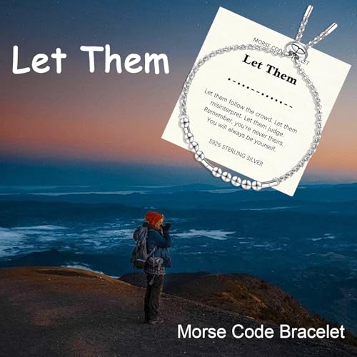Morse Code Bracelet for Women - 925 Sterling Silver Inspirational Bracelets Adjustable Morse Code Bracelets Charm Jewelry Birthday Gifts Christmas Gifts3