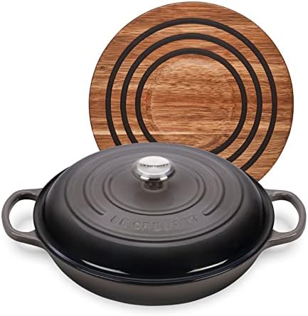 Le Creuset 3 1/2 qt. Signature Cast Iron Braiser Bundle with Magn...