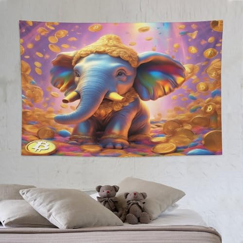 Tapisserie éléphant contre les murs froids et impersonnels rideau mural textile 150x230cm