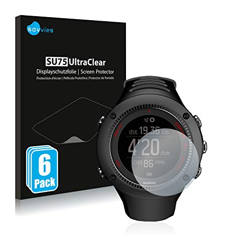 savvies Protector Pantalla para Suunto Ambit3 Run Black (6 Unidades) Película Ultra Transparente