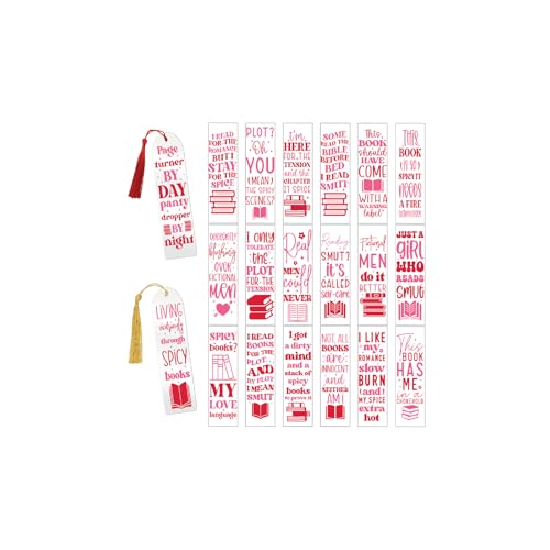 20 Sheets UV DTF Bookmark Wraps, Spicy Saying Acrylic Bookmark Blanks Sticker, Pink UV DTF Transfer Stickers, Waterproof Rub on Transfers for Book Lover DIY (Spicy Saying)
