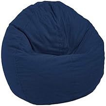 Bean Products Comfy Bean Large Cotton Bean Bag Chair | Filled w/Polystyrene Beads & CertiPUR Foam | 36L x 36W x 40H | Perfect for Adults, Teens & Kids | Available in 2 Sizes | Navy