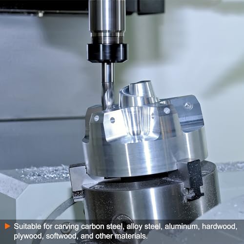 Image of HARFINGTON Ball Nose End Mill 4 Flute 0.27 inch Diameter 1 /8 inch Shank Tungsten Carbide Uncoated Spiral CNC Router Bits 0.081 inch Cutting Length Single End Ball for Carving Engraving Grinding