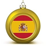 Bolas de Navidad, adornos de bandera nacional de España, decoraciones de Navidad, bolas de árbol de España para decoración de fiesta de Navidad