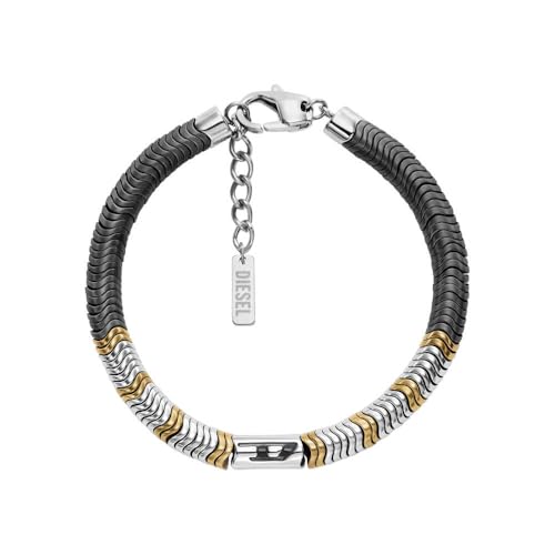 Diesel Herren D Logo Silberfarbenes Edelstahl Armband, DX1573931 – Ansicht 1