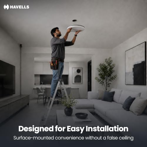 Image of Havells Aurika 30W LED Surface Ceiling Light|RGB Colour Changing + 3000K-6500K Tunable White|Dimmable with Remote Control|Modern Surface Mount Panel Light for Living Room, Bedroom & Home