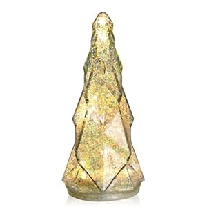 Taman glass christmas tree sparkling mercury light up christmas tree warm lights tabletop decoration for christmas holiday indoor decorations  urban country home decor