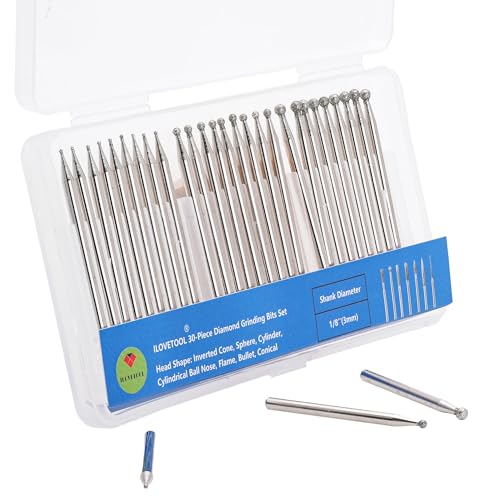 ILOVETOOL Juego de Fresas Diamante Bolas 1-3mm 30 Piezas miniatura 5