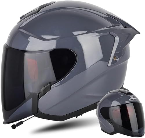 Casque moto ouvert rétro Bluetooth 3/4 pour adulte en taille XXL