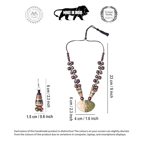 Image of AAKRITI ART CREATIONS Handcrafted Women's Jewelry Set - Ethnic Necklace and Earrings, Fashion Accessories for Special Occasions & Celebrations