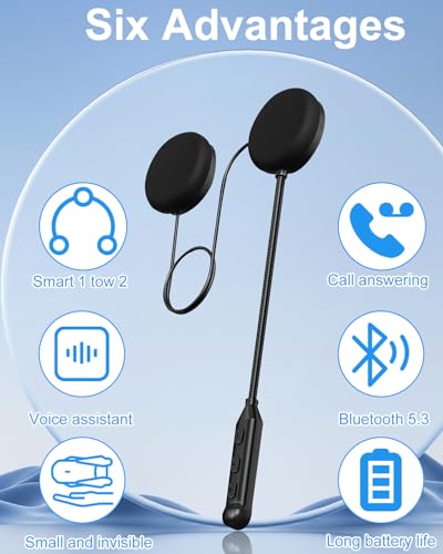 Hemlosk Zestaw Słuchawkowy Bluetooth do Kasku Motocyklowego, 16 Godzin Autonomii, Zestaw Głośnomówiący, Mikrofon do Sterowania Połączeniami, Funkcja Redukcji Szumów, Czarny