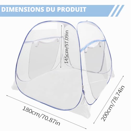 Moustiquaire pour lit double 200x180 bleu ciel à maille fine protectrice