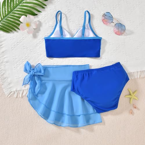 Image of HIHA Girls Swimsuit 3 Piece Bikini with Cover Up Skirts Size 6-12
