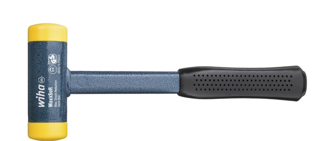Wiha Martillo de cara blanda sin contragolpe, semiduro con tubo de acero, cabezal redondo 35, 300 mm (02124)