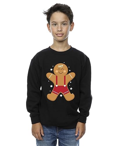 Image of Absolute Cult Christmas Boys Gingerbread Boy Sweatshirt Black 9-11 Years