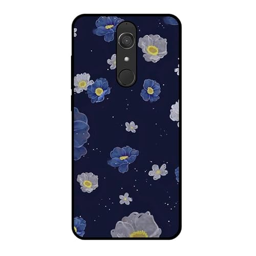 KARTXITAI Hülle Kompatibel mit Wiko View XL, Stoßfeste Schutzhülle mit Weiche Silikon Bumper Hülle Handyhülle Anti-Kratzt Leichtes Matt Finish Rückseite - Blaue & weiße Blumen