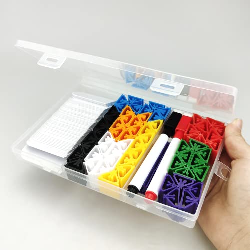 130-teiliges Spielkartenständer-Set, leere Spielbrett-Marker, Brettspiel-Marker, 8 Arten von bunten Spielkartenständern, mit 2 löschbaren Markern (rot + schwarz), für Partygeschenke, Aufbewahrungsbox