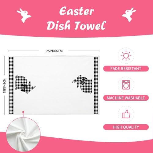 Arkeny Easter Kitchen Towels For Easter Decor Black Buffalo Plaid Check Bunny Dish Towels 18X26 Inch Bar Drying Cloth Carrot Hand Towel For Kitchen Bathroom Party Easter Decorations Set Of 2 thumb #7