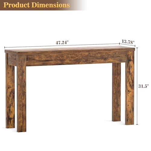 Image of Armocity Console Table, 47 inch Farmhouse Wood Entryway Table, Sofa Tables Narrow Long Behind Couch, Entry Table for Entrance, Hallway, Living Room, Rustic Brown