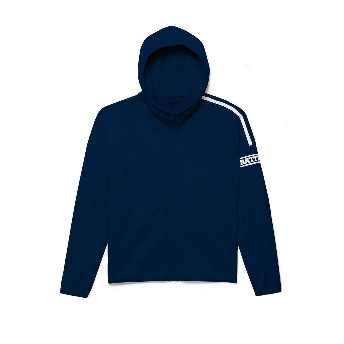 Battle Sports Dynamic Zip Hoodie 3.0, cremallera completa, tela elástica de rendimiento, para jóvenes/niños, azul marino, marino, Small