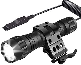 WindFire 2200 Lumens LED Weapon Light Tactical Flashlight Matte Black with Quick Release Picatinny Rail Mount Offset Mount for Outdoor Hunting,Remote Pressure Switch,Batteries & Charger Included