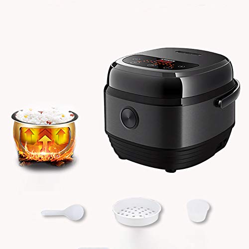 Familienmini-Reiskocher-Dampfer Halten-Warm-Funktion Premium-Qualität-Innentopf mit Spatel-Messbecher Easy-Reinigung 3L,Schwarz