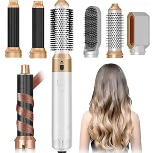 Hair Dryer Brush 5 in 1, Negative Ion Blow Dryer Brush Set – 110,000 RPM High -Speed Hot Air Brush Air Styler Curling Wrap Air Curler,Curling Iron Hair Styling Tool for Straight Curl Drying Smoothing