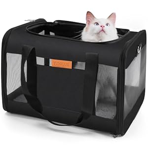 YUNIQUE Cat, Dog Carrier,Grey, Soft-Sided Cat Bag Animal Carriers Travel Puppy Carry As a Toy of Fabric Pet Home (Black)