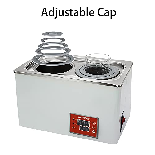 West Tune Electric Heating Thermostatic Lab Water Bath With 2 Openings,Laboratory 6L Stainless Steel Tank Heating Water Bath 110V/600W #TOP3