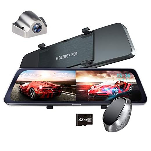 WOLFBOX Mirror Dash Cam with Detached Front Camera,10" Anti Glare Rear View Camera,1920P Front and Rear Dual Cameras,Backup Camera for Car with Night Vision,Waterproof Backup Camera,Parking Assistance