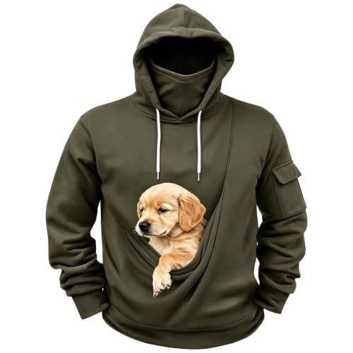 Generic Pet Pouch Hoodie for Men Fleece Face Mask Cat Dog Balaclava Hoodie - image 6