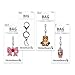StickerBeans® Rhinestone Pink Bow + Teddy Bear + Pink Latte Bag Charms – 3 Double-Sided Charms, Collectable Keychain Set - Cute Sparkly Backpack Purse Tote Fashion Accessory