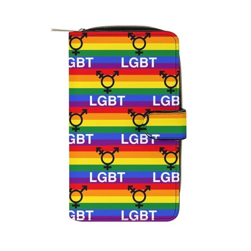 LGBT Rainbow Flag Womens Wallet Travel Long Purse Zippered Clutch Credit Card Holder for Men