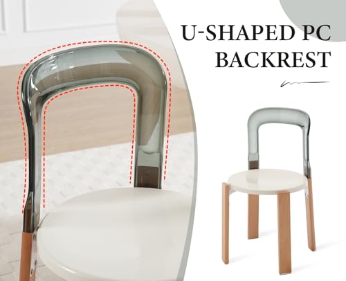 Chairus Dining Chairs Armless Set of 2 Contemporary Kitchen Transparent Side Chair Vanity Chair for Bedroom Living Room (Grey) - Image 4