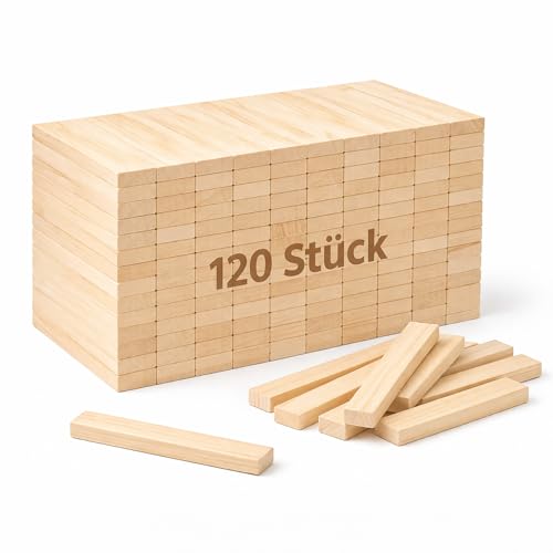 120 Stück Holzklötzchen zum Basteln aus Kiefer 92 x 18 x 8 mm Bastelholz Klötzchen unbehandelte Holzleisten & Holzklötze für DIY-Projekte Modellbau und Deko