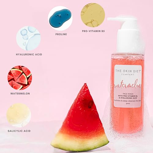 Image of THE SKIN DIET COMPANY Brightening Superfoods Duo | Watermelon Face Wash & Beetroot Moisturizer | Hydrating, Non-Sticky Combo for Glowing, Plump Skin | Vegan & Sulphate-Free for All Skin Types (90ml + 15ml)