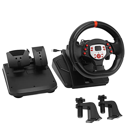 Driving Force Racing Wheel, Volante Gaming 5 en 1 Racing Simulator Con Vibración, Pedal y Paleta de Cambio de 180 Grados Para PC