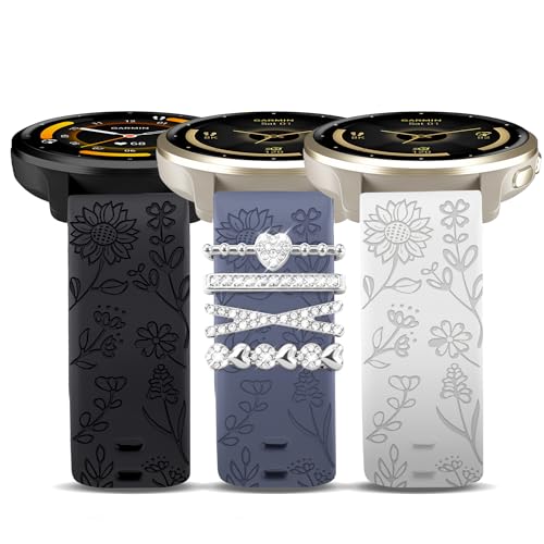 HQzon 18mm �q�}�����V���R���o���h Garmin Vivoactive 4S/Venu 2S/Venu 3S/Vivomove 3S�Ή� ���f�B�[�X �t�����[����V���R�������p�X�g���b�v Garmin Forerunner 255S/265S�Ή�