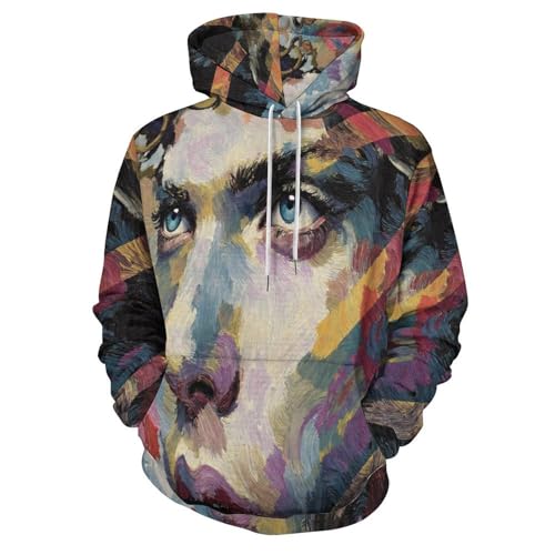 Pullover Sweatshirt Imprimé 3D avec Capuche Ajustable et Textile Respirant