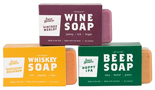 Swag Brewery BOOZY SOAP - Great Gift for Wine, Whiskey, and Beer Drinkers -Made in USA- (3-Pack...