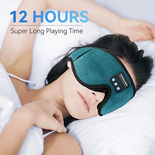 LIGHTIMETUNNEL Sleep Headphones, 3D Bluetooth Sleep Mask, Washable Sleeping Headphones with Ultra Thin Stereo Speakers Microphone Hands Free for Insomnia Travel