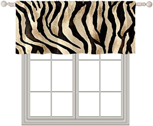 Valence Curtains for Windows Zebra Leopard Print Vintage Blackout Curtain Rod Pocket Window Treatment Curtains for Kitchen Bathroom Living Room Bedroom Decorative Curtain Toppers and Valances 18x52in